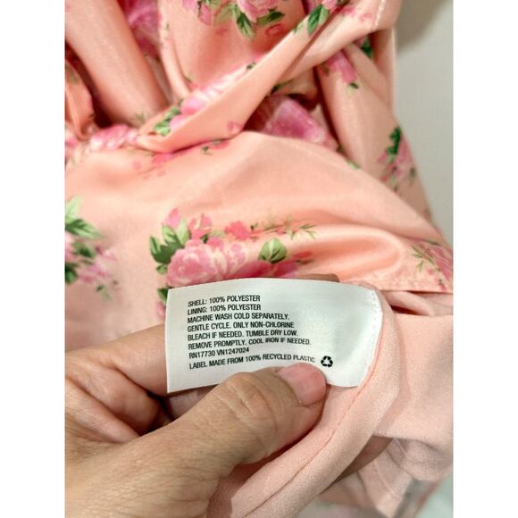 LoveShackFancy x Target Cecile Floral Satin Puff-Sleeve Mini Dress Pink Women 8 - Picture 5 of 5